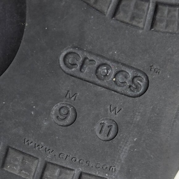 Crocs Classic Two Strap Slide Sandals Unisex Black Slip On Lounge W11 M9 - Picture 8 of 8